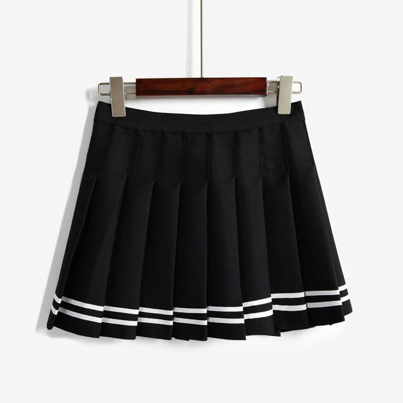 High Waist Pleated Skirt British Wind College Wind Navy Sailor Skirt Skirt Umbrella Skirt