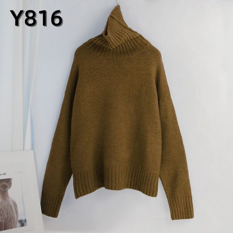 Women Knitted Turtleneck Sweater Pullover Jumper Batwing Top