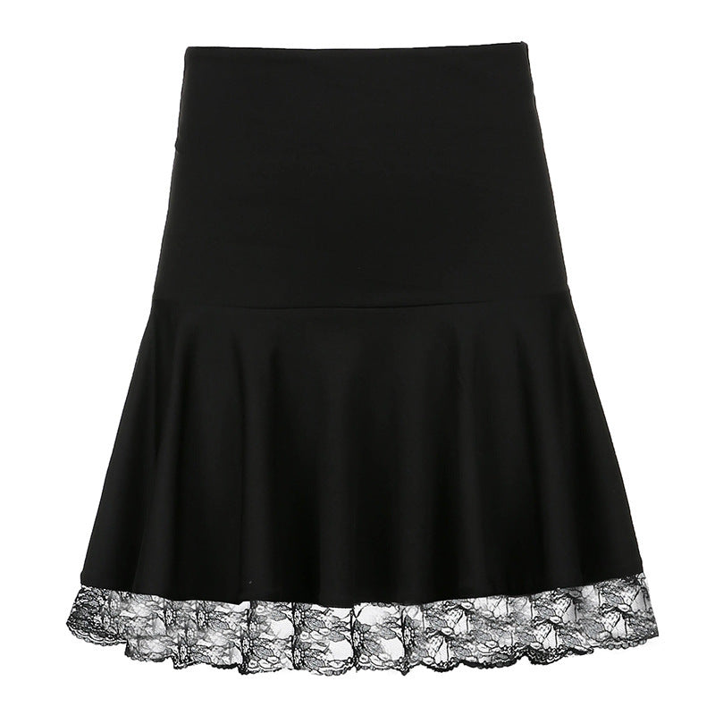 Lace Stitching Skirt Pleated Skirt