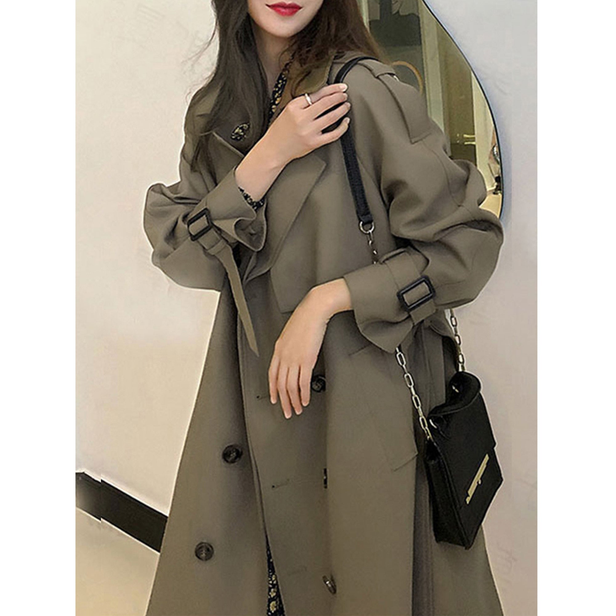 Women Trendy Trench Coat, Double Breasted Coat, Korean Women's Trench Coat, Elegant Oversize Trench Coat, Spring Clothing, Womens Clothing