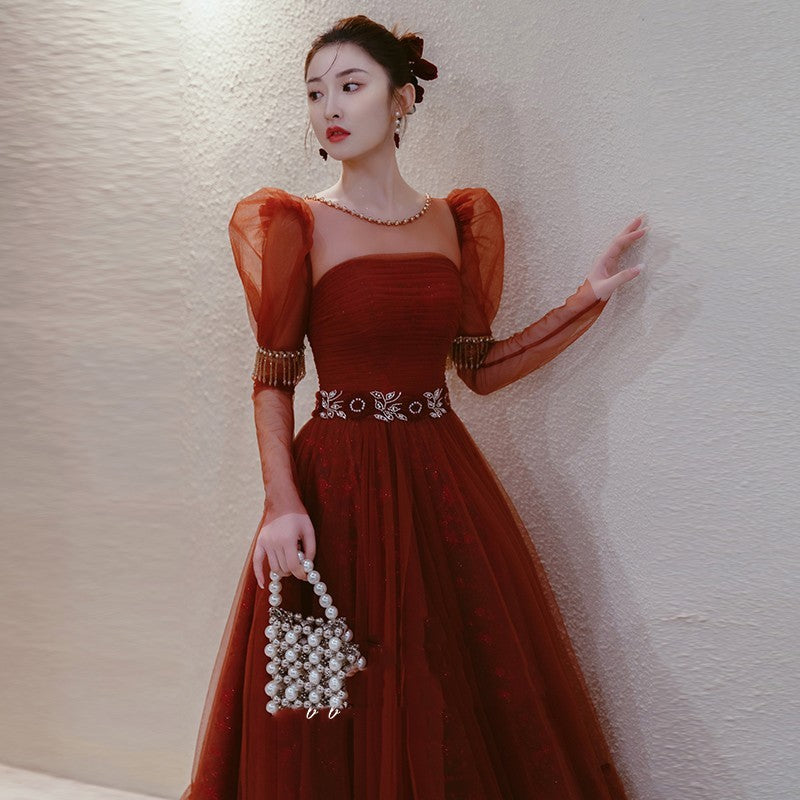 Autumn And Winter Toast Clothes New Long-sleeved Engagement Party Temperament Back To The Door Dress