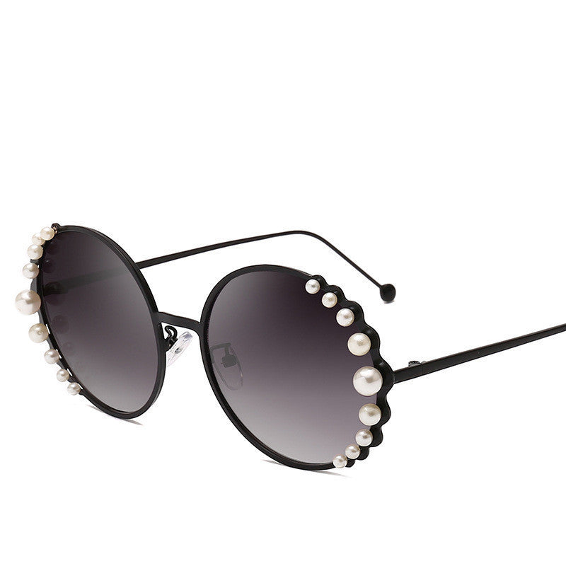 Round frame pearl sunglasses ladies sunglasses