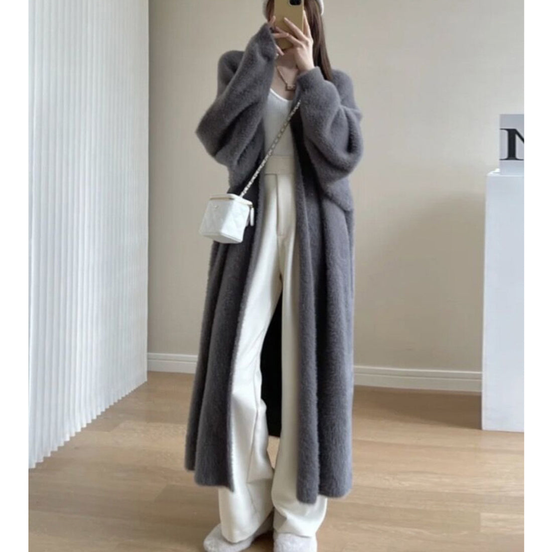 Soft Long Cardigan Coat, Trendy Leisure Warm Sweater, Basic Cozy Soft Daily Outfit, Office Wear Sweater, Cozy Knitted Retro Outfit