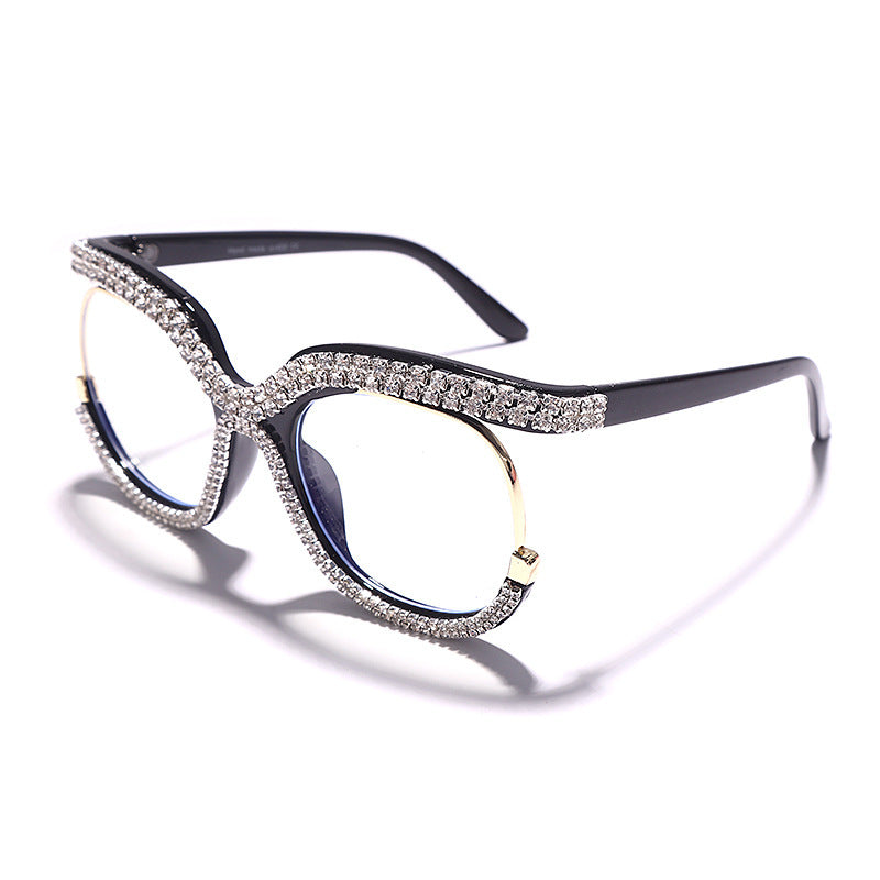 Luxury Diamond Sunglasses Large Frame Round