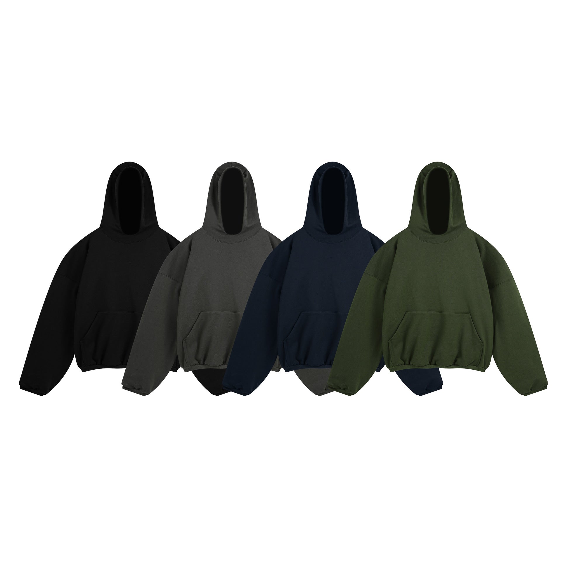 High Street Solid Color Double-layer Flat Hooded Sweater