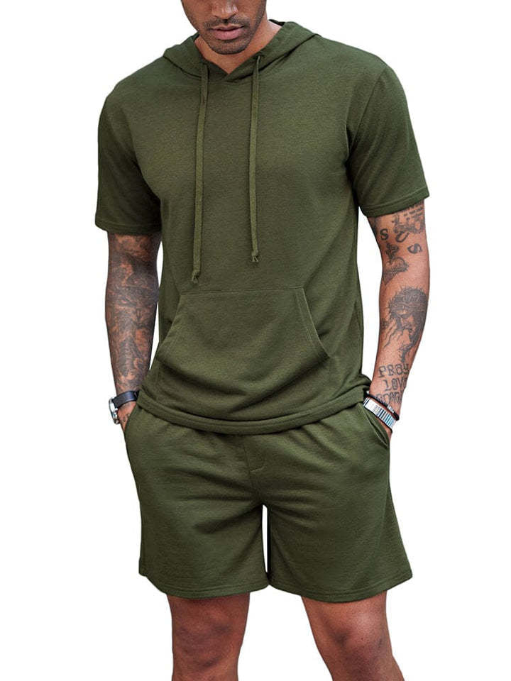 Men's Summer New Hooded T-shirt Sports Shorts Suit