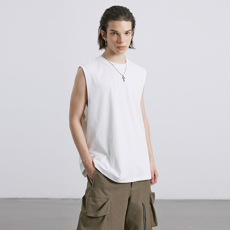 Technology Quick-drying Breathable Round Neck Solid Color Basic Loose Underwaist Tank Neutral