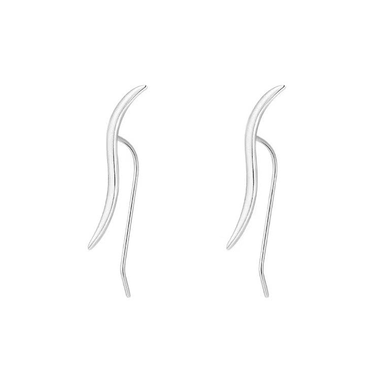 S925 Sterling Silver Streamer Stud Earrings For Women Special-interest Design