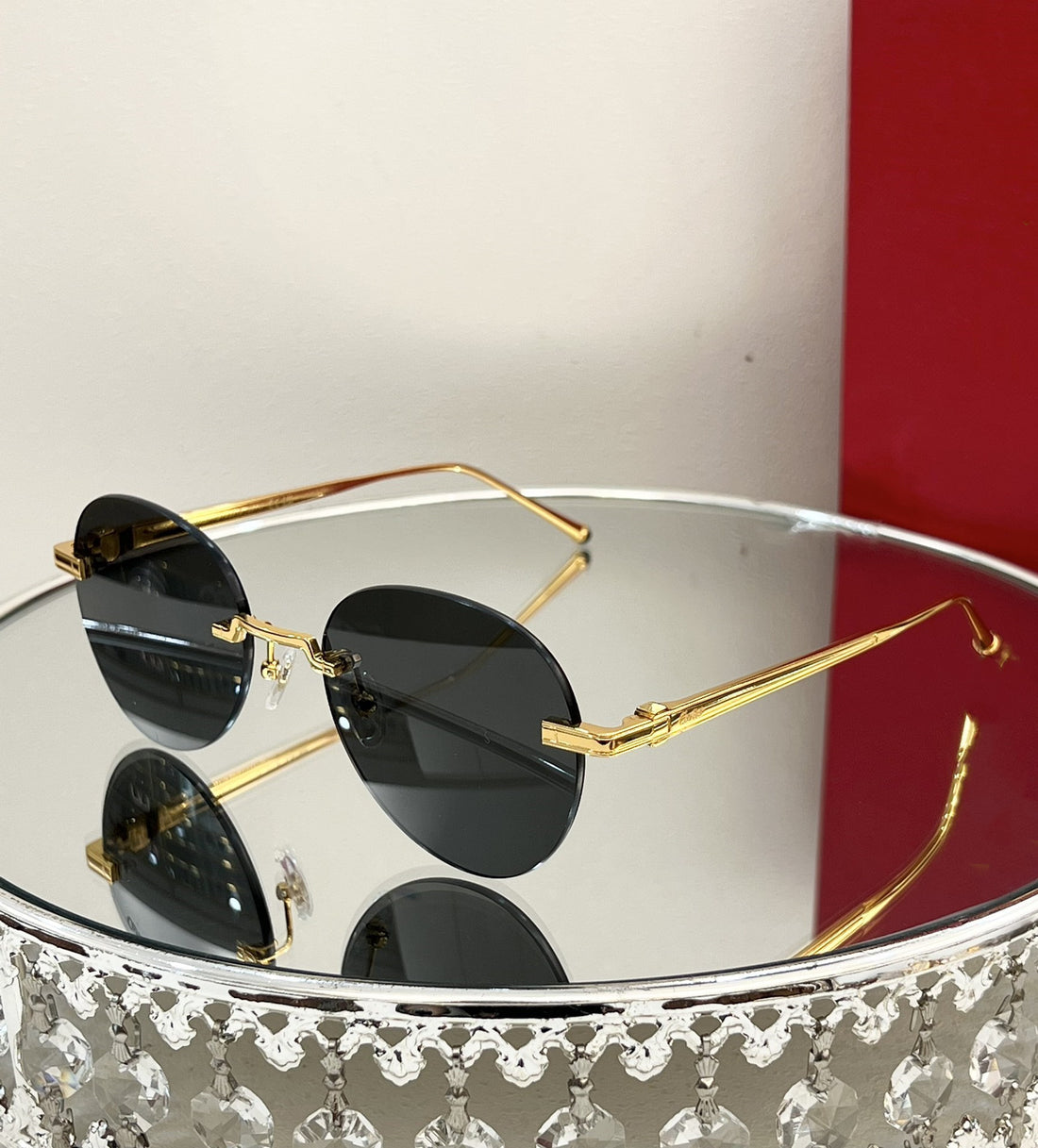 Luxury Round Frameless Retro Metal Sunglasses