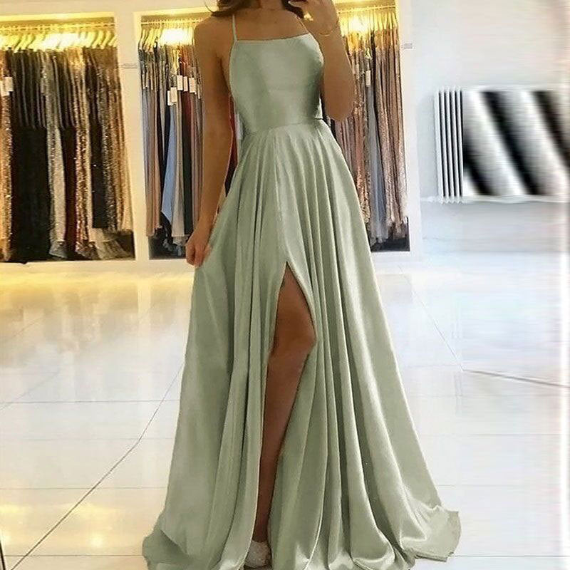 Elegant Multicolor Plus And Extra Size Evening Gown Prom Maxi Dress Sling Glossy Satin